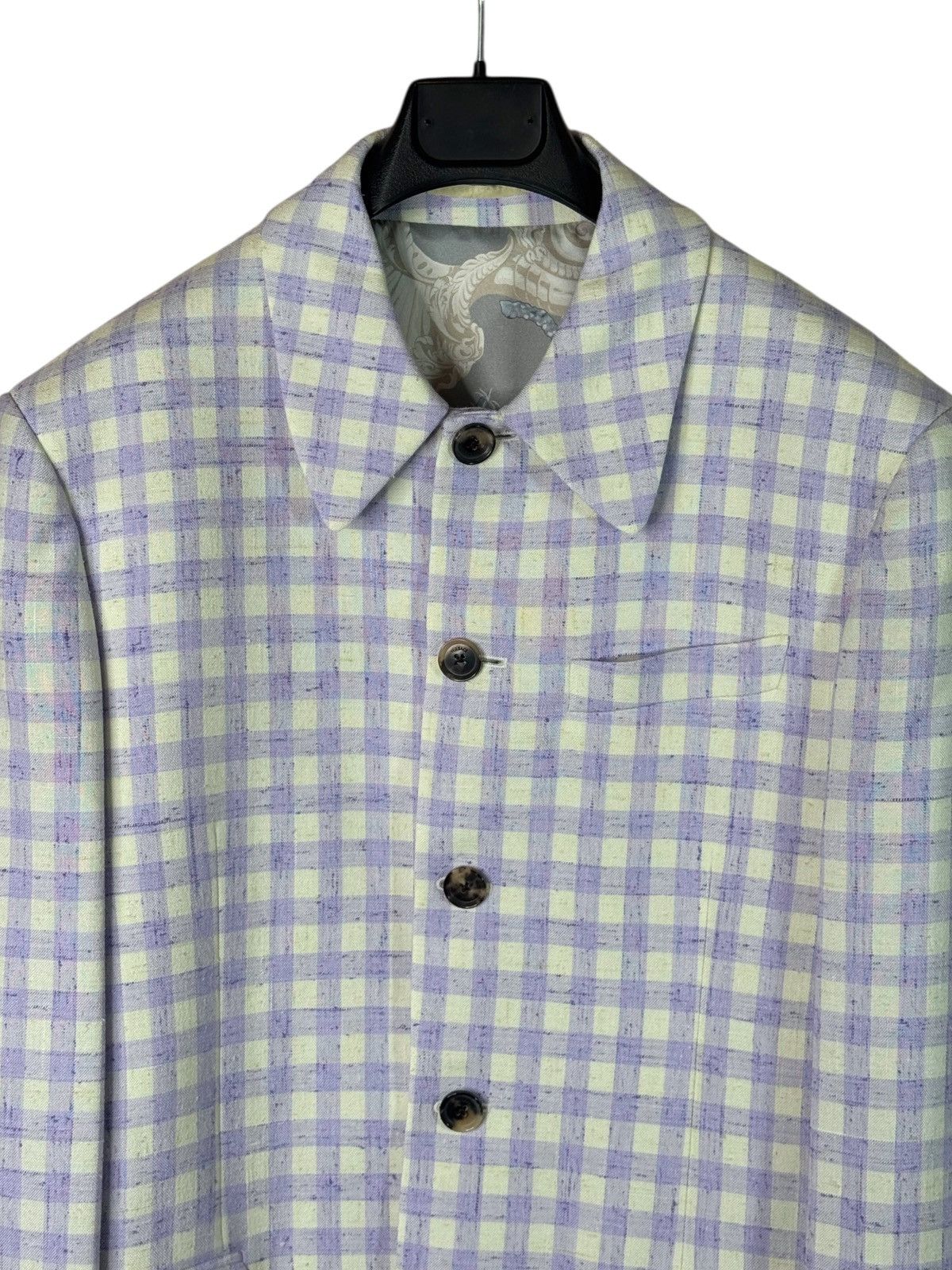 Versace Versace Men’s Suit Lilac Ivory Checkered Size 48 Size 38R - 3 Thumbnail