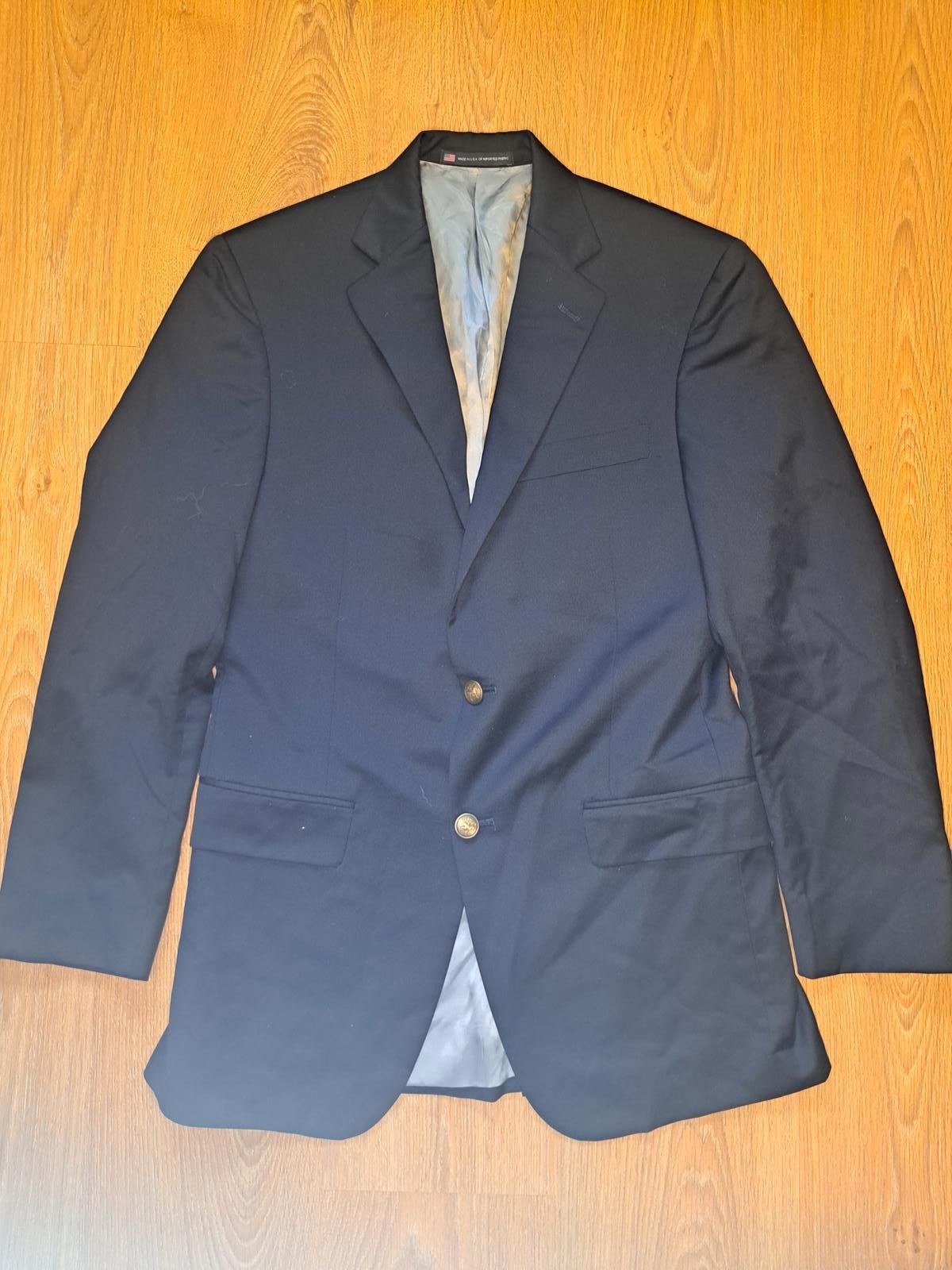 Hart Schaffner Marx Hart Schaffner Marx Blazer Mens 38R Navy Bronze Buttons Wool Size 38R - 1 Thumbnail