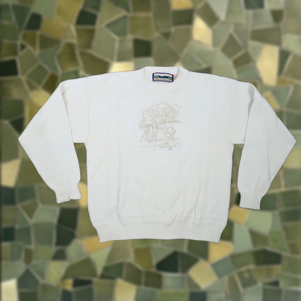 Vintage VINTAGE Shenandoah cream knit golfer embroidered sweater Mens L Size US L / EU 52-54 / 3 - 1 Thumbnail