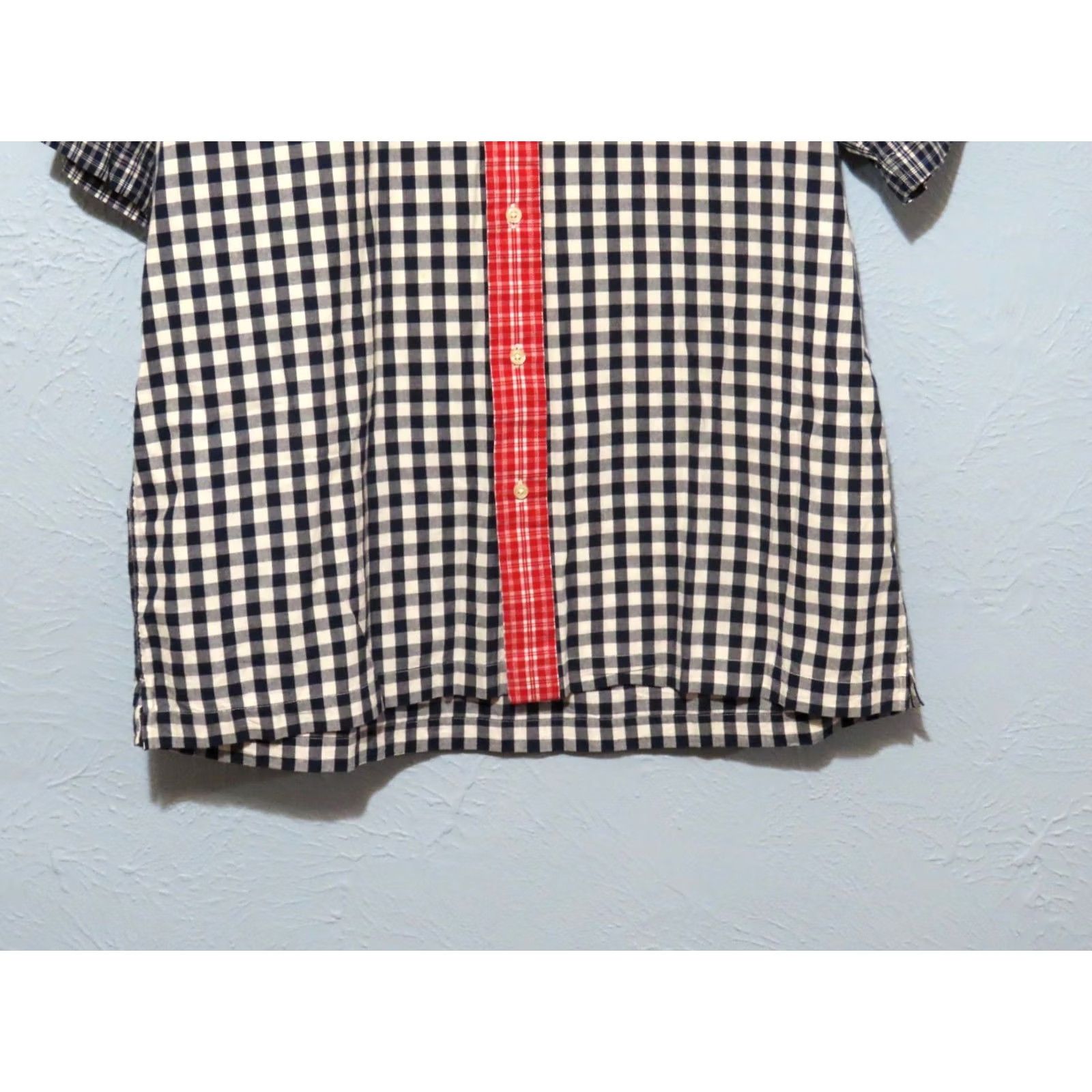Tommy Hilfiger Tommy Hilfiger Men's Short Sleeve Button-Up Patchwork Gingham Shirt Black Red 90s Multicolor Cotton Regular M Mens Size US 31 - 2 Thumbnail