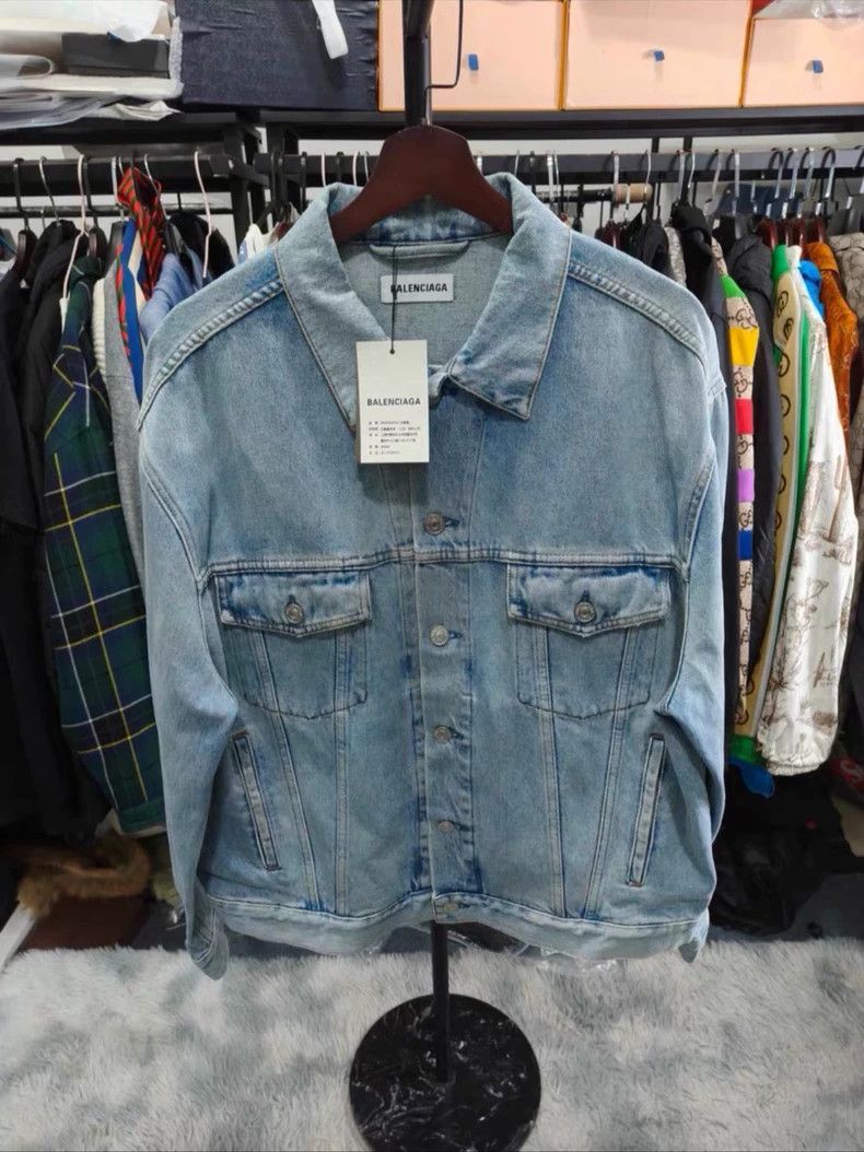 Balenciaga size 36 Crystal Logo Denim Jacket