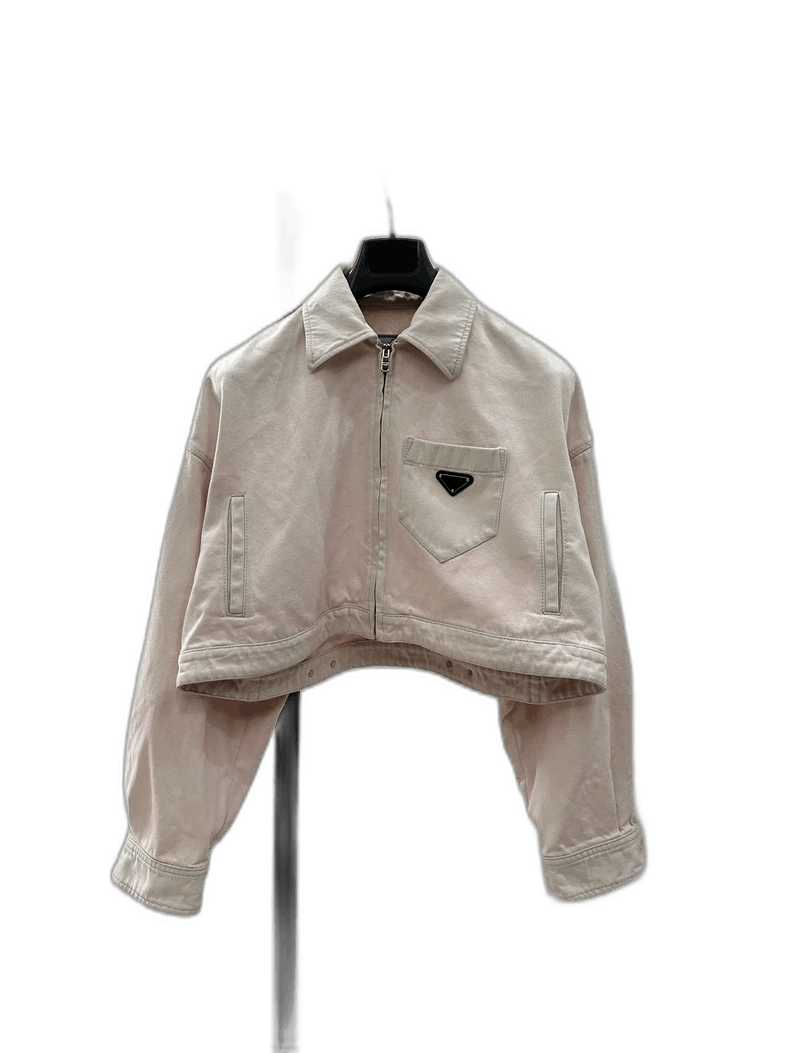 Prada Prada Pink Denim Jacket with Triangle Logo-2506 Size L / US 10 / IT 46 - 1 Thumbnail