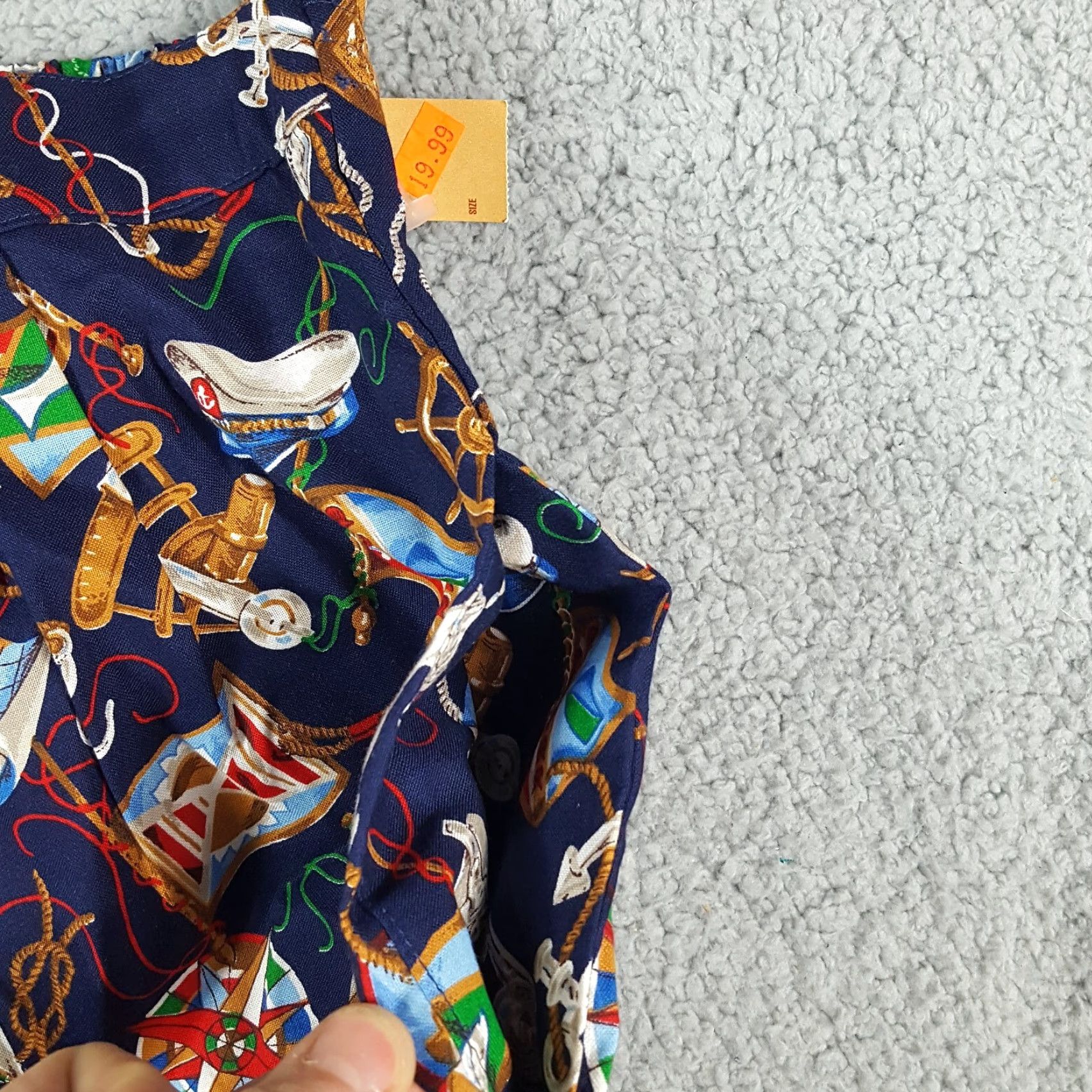 Vintage VINTAGE 80s High Waist Nautical AOP Boat Women's Medium Paperbag Shorts Cotton Summer Casual Mens Size 32" / US 10 / IT 46 - 4 Thumbnail