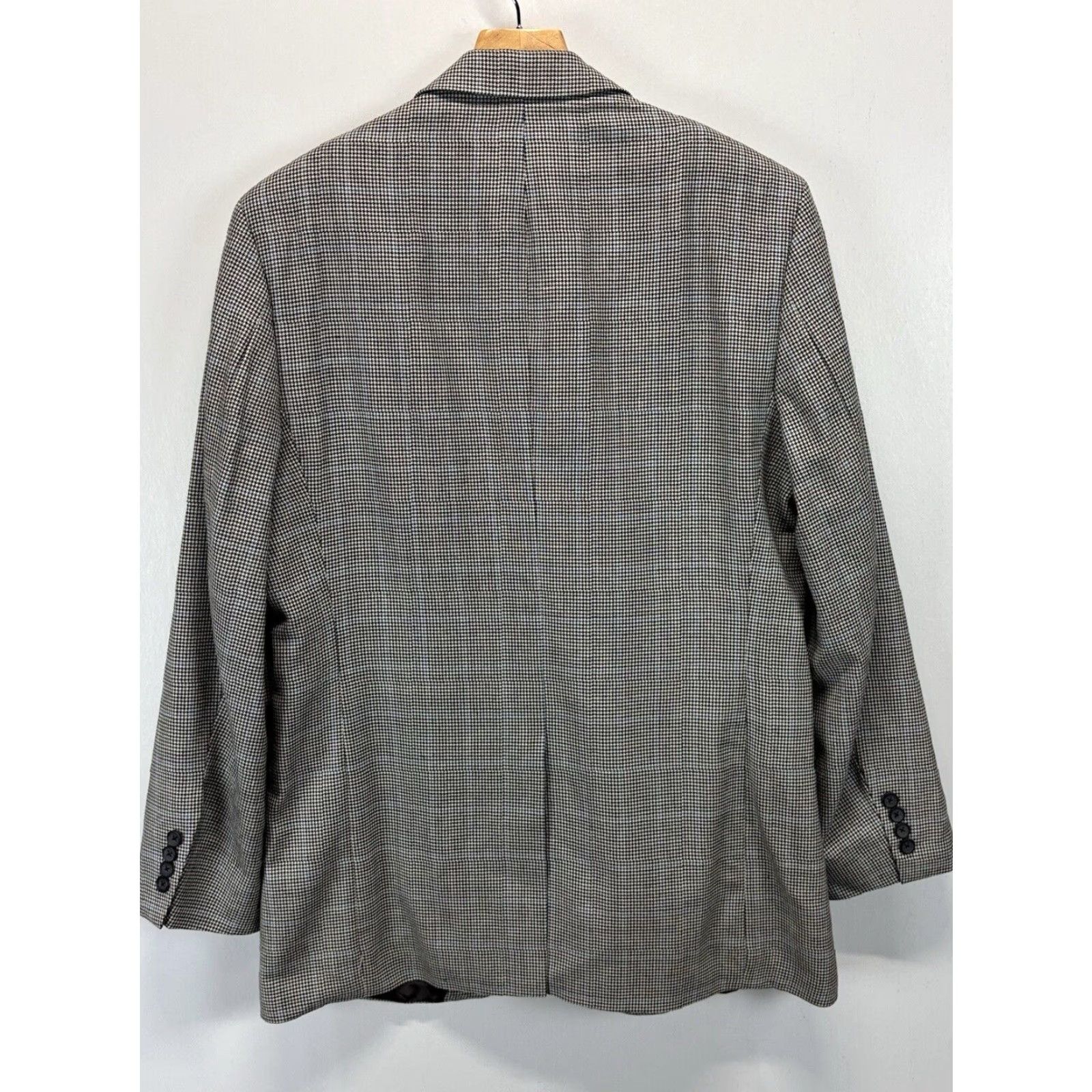 Brooks Brothers VINTAGE Brooks Brothers Blazer Mens 42L Silk Blend Houndstooth Classic Business Jacket Black White Size 40L - 3 Thumbnail
