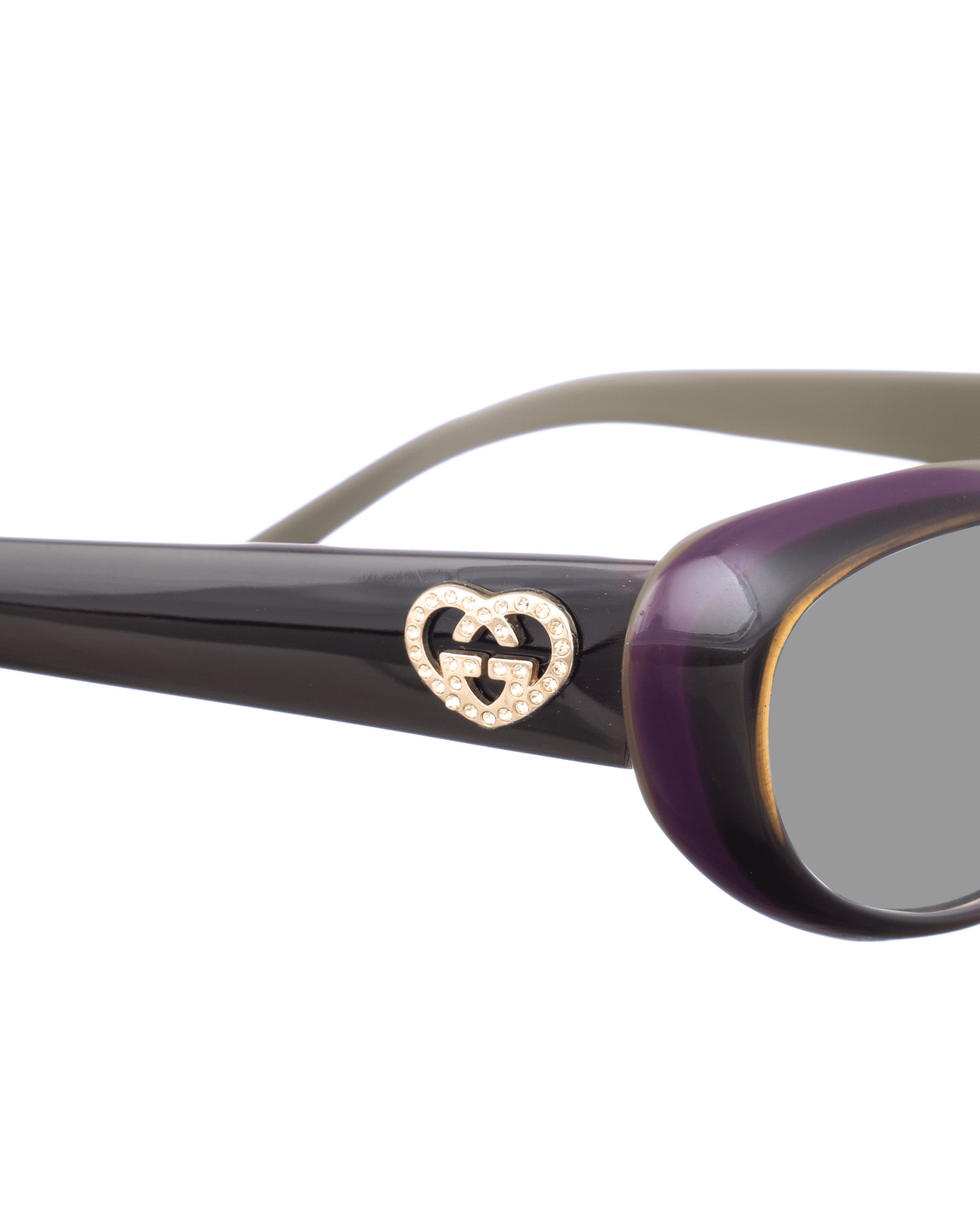 Gucci Gucci 00s Brown & Violet Cat Eye Sunglasses with Heart Size ONE SIZE - 3 Thumbnail