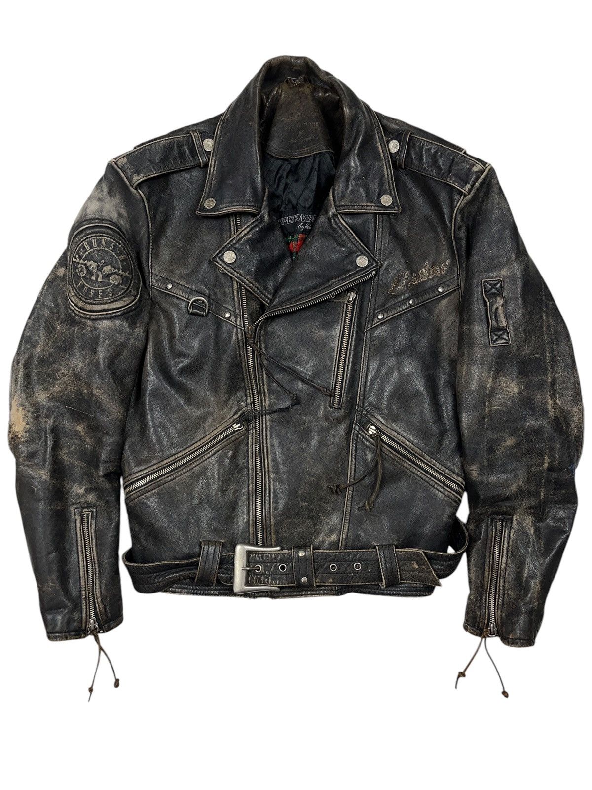 Vintage 1994 Guns n Roses Distressed Leather Biker Jacket