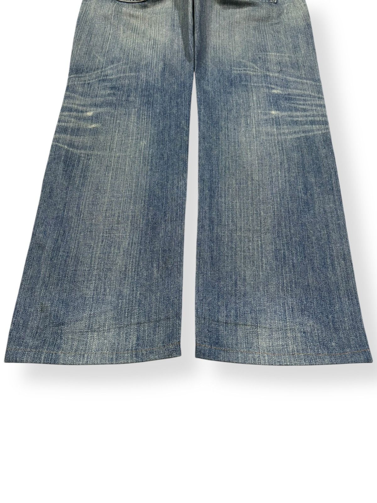 Japanese Brand Vintage Union Station Mud Washed Whiskers Distressed Jeans Size US 32 / EU 48 - 10 Thumbnail
