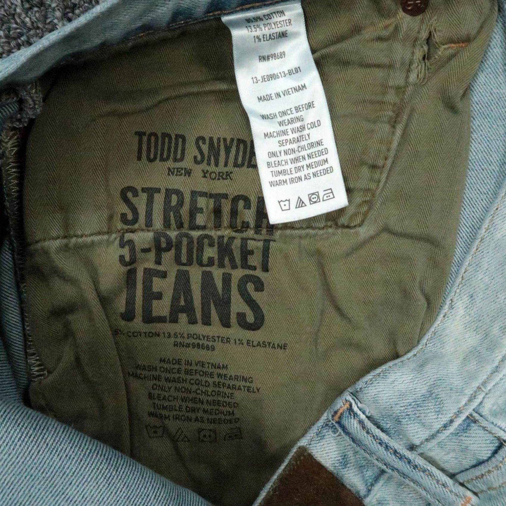 Todd Snyder Todd Snyder Jeans Mens 34x32 Blue Stretch 5-Pocket Denim Straight Regular XS? Size US 34 / EU 50 - 7 Thumbnail