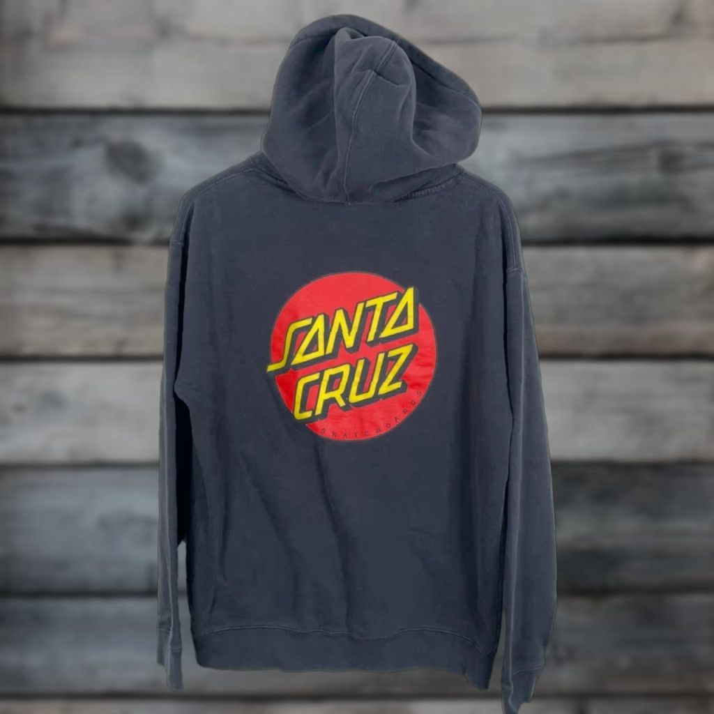 Vintage Santa Cruz Skateboards Hoodie Men Medium Black Sweatshirt Double Sided Graphic Print Pullover Pockets Heavyweight Crew Neck Fleece Size US M / EU 48-50 / 2 - 1 Thumbnail