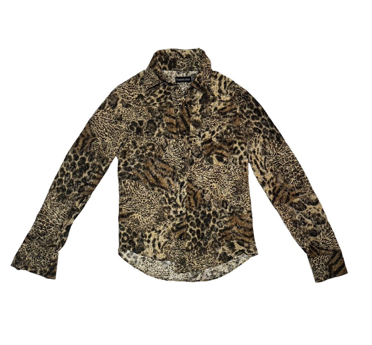 image of Yasuyuki Ishii Animal Print Button Shirt in Leopard, Men's (Size Small)