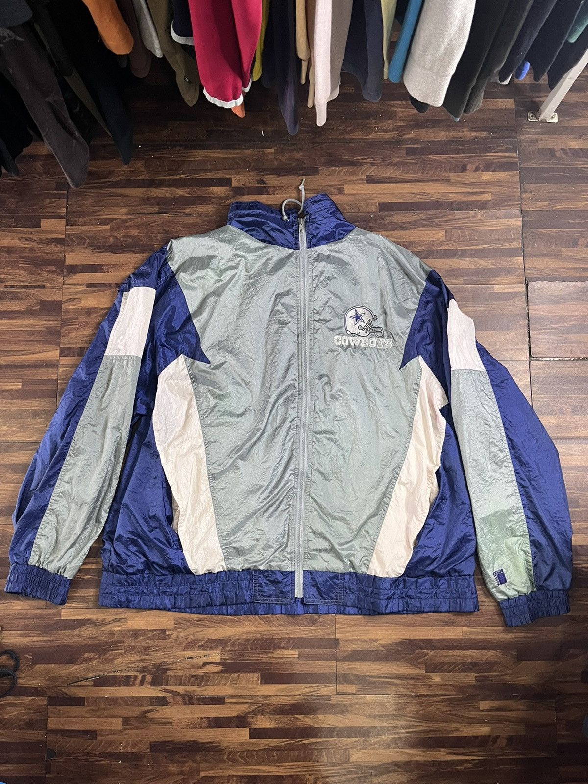 Vintage Vtg 90s Dallas Cowboys Team NFL Works WindBreaker Jacket Size US XXL / EU 58 / 5 - 1 Thumbnail