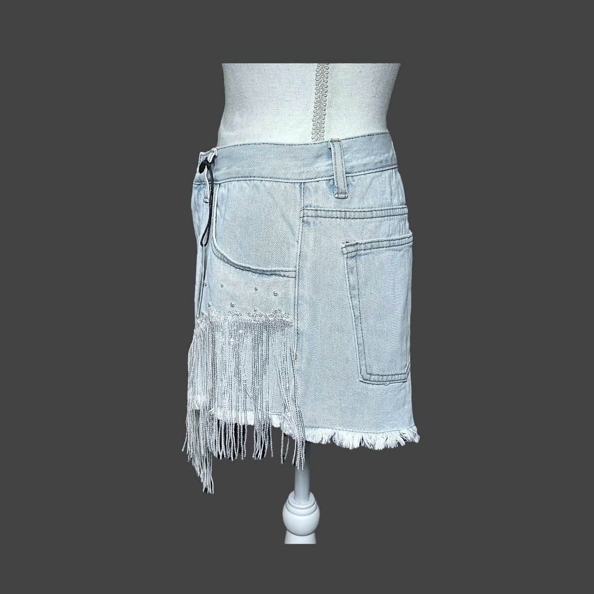 Other On Twelfth Light Indigo Sequin & Fringed Denim Shorts Sz M Size 28" / US 6 / IT 42 - 10 Thumbnail