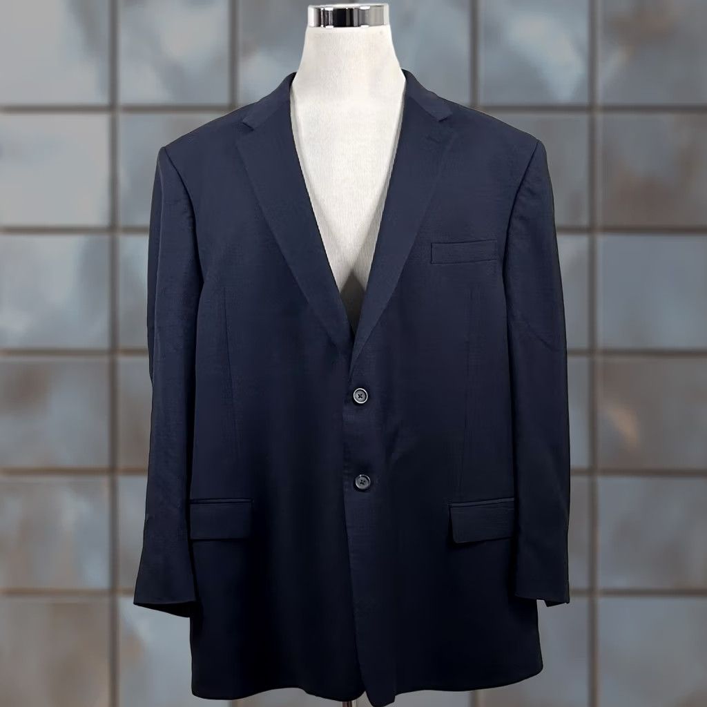 Pronto Uomo Pronto Uomo Sport Coat 54L Executive Fit Dark Navy Two Button Vented 100% Wool Mens Size US L / EU 52-54 / 3 - 1 Thumbnail