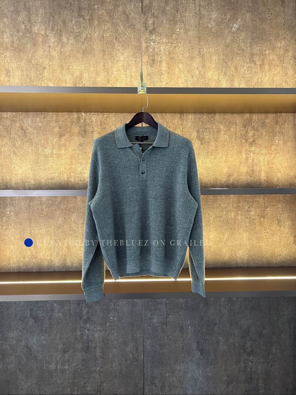 Loro Piana Green Long-Sleeve Knit Polo Shirt Size US M / EU 48-50 / 2 - 1 Thumbnail