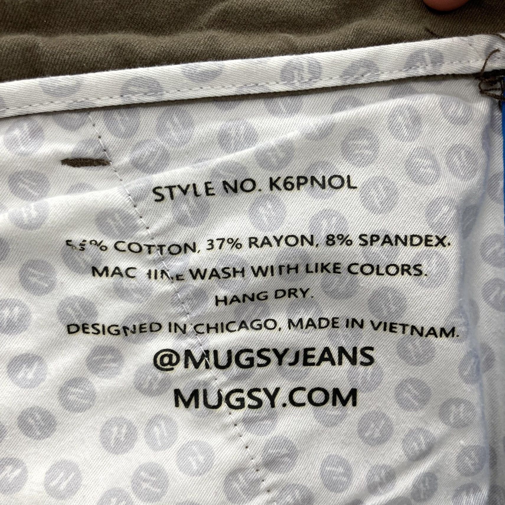 Olive VINTAGE Mugsy Jeans Chino Pants Mens 32x30 Olive Green Stretch Twill Casual City Olives Slim Regular Green 32 30L Mens Size US 32 / EU 48 - 7 Thumbnail