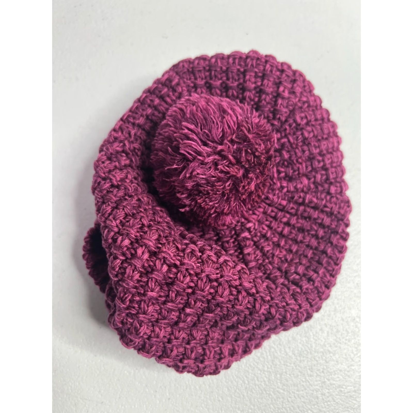 Vintage Columbia Beanie Women's One Size Purple Fuchsia Knit Waffle Cuffed Pom Pom Outdoor Activewear Casual Travel Winter Fall Spring Styles: Beanie Size ONE SIZE - 4 Thumbnail