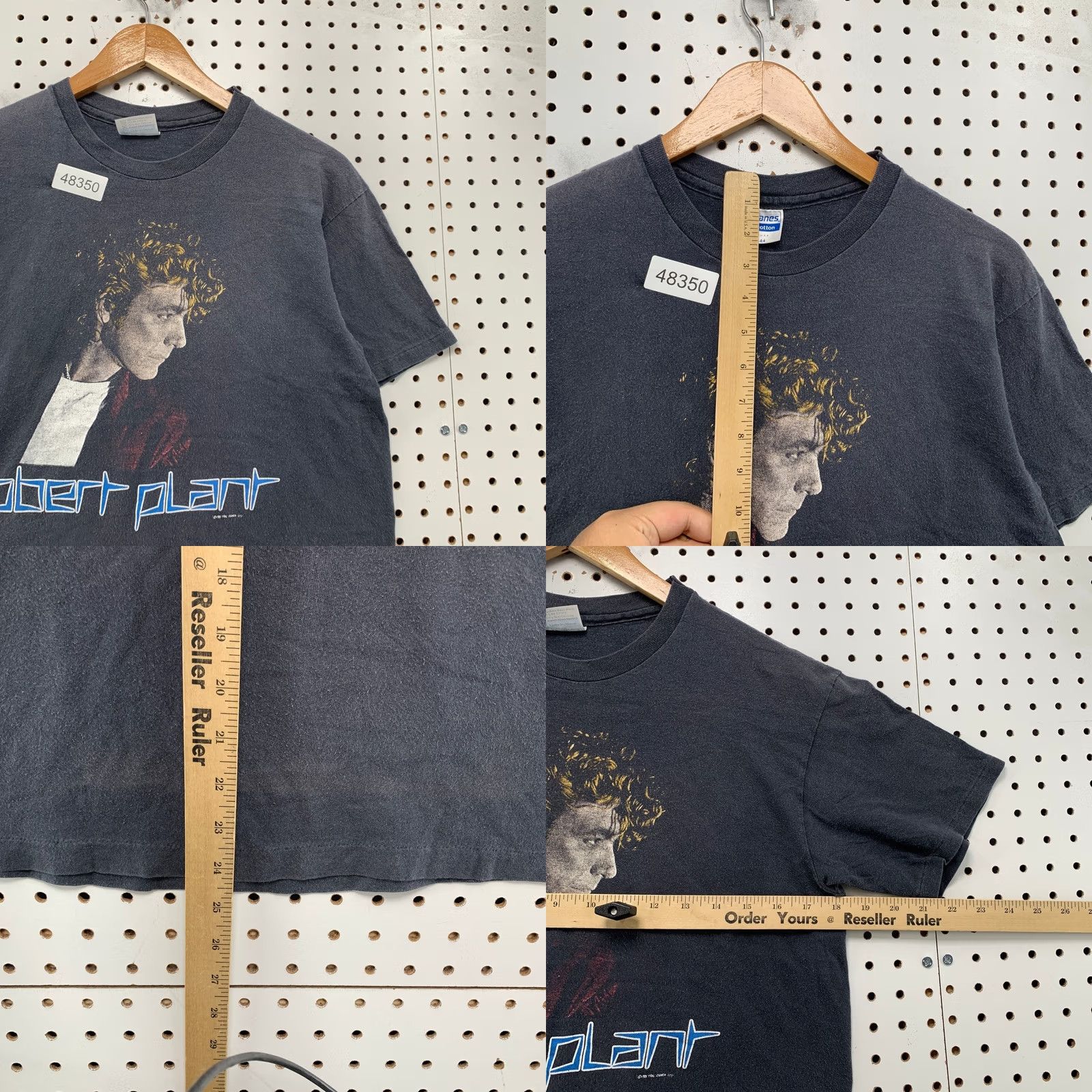 Hanes VINTAGE Robert Plant Led Zeppelin T Shirt Mens L Black 1985 Rock Band USA Mens L Black Size US L / EU 52-54 / 3 - 8 Thumbnail
