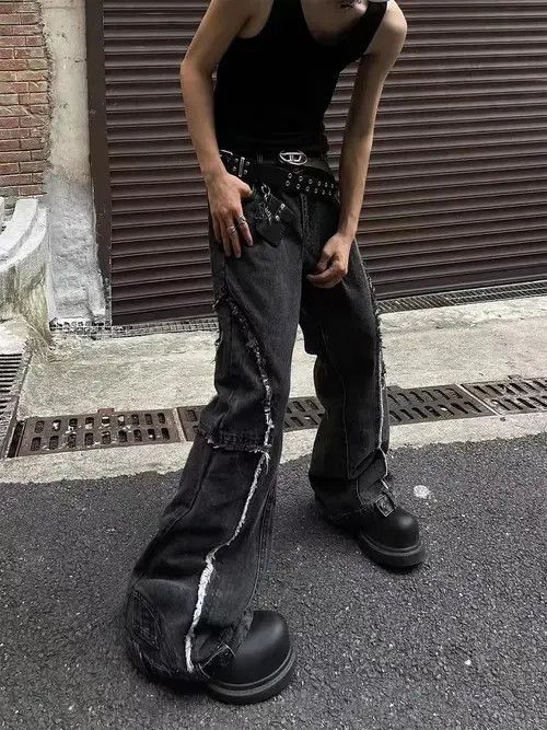 VIBE Vintage raw edge patchwork distressed bootcut jeans Size US 32 / EU 48 - 2 Thumbnail