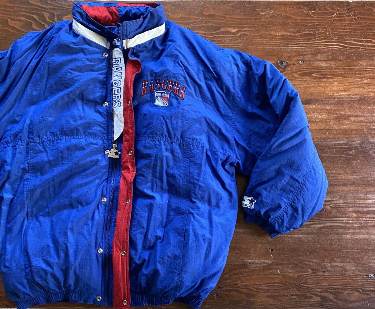 image of Nhl x Starter Vintage 90’S New York Rangers Starter Full Zip Jacket in Blue, Men's (Size 2XL)