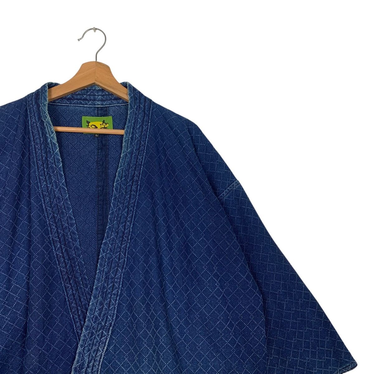 Vintage 90's Blue Indigo Sashiko Thick Weave Kimono #2742-C123 Size US L / EU 52-54 / 3 - 4 Thumbnail