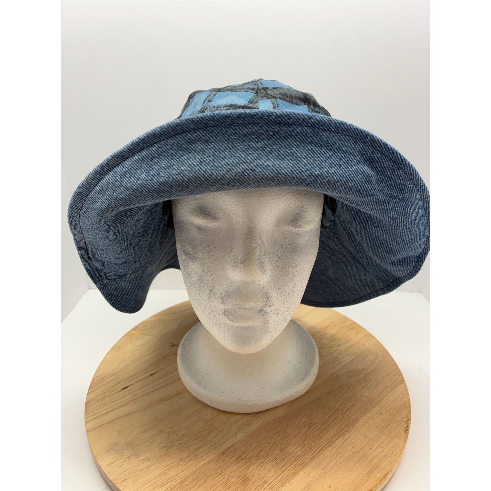 Other The Blueprint — Upcycled Denim & Abstract Plaid Floppy Sun Size ONE SIZE - 1 Thumbnail