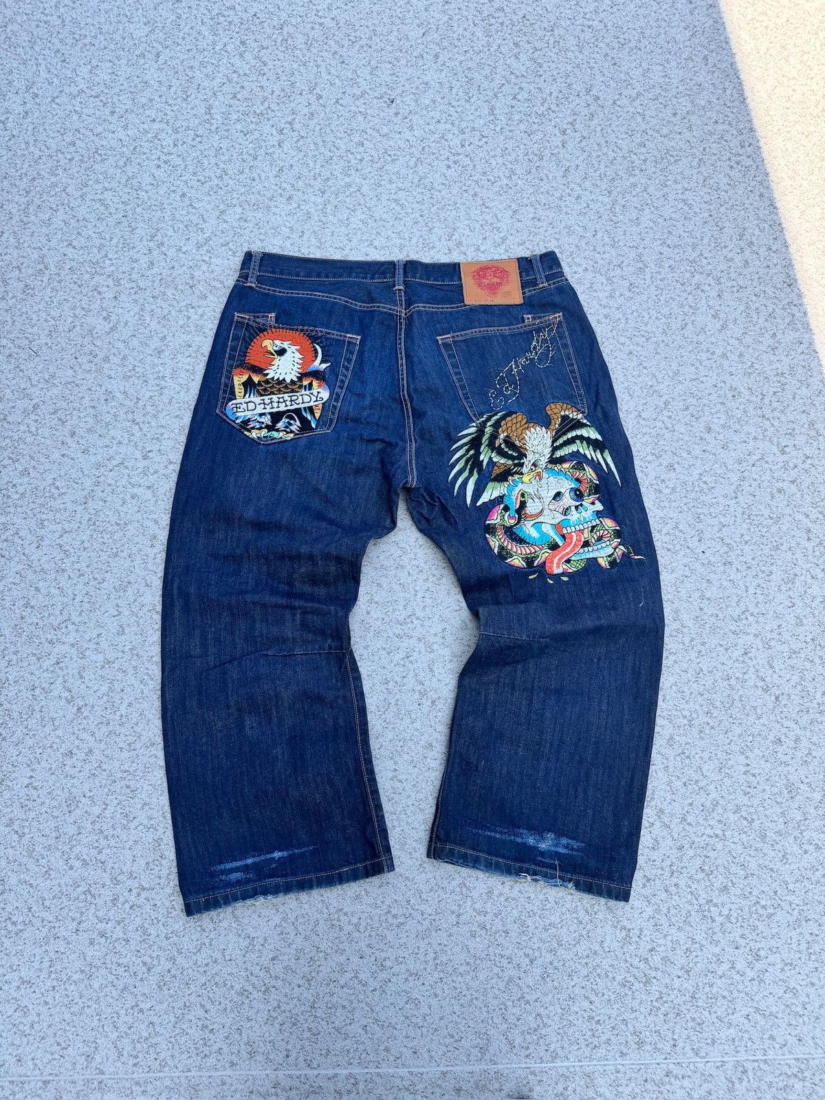 Ed Hardy × Vintage Vintage Baggy Ed Hardy Embroidered Denim Size US 42 / EU 58 - 1 Thumbnail
