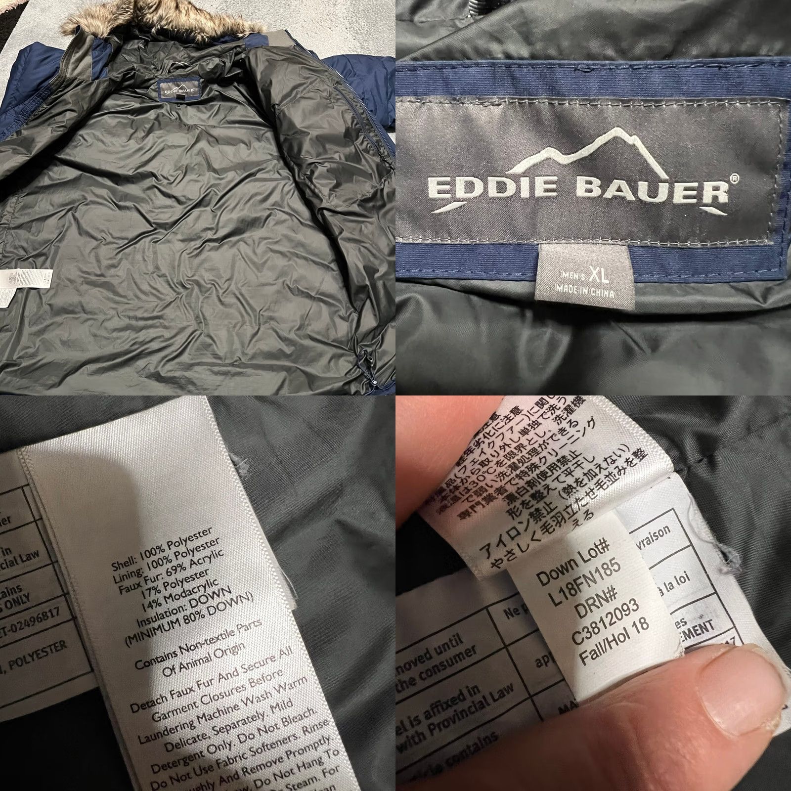 Eddie Bauer VINTAGE Eddie Bauer Coat Parka Blue XL Mens Boundary Pass Down Faux Fur Winter Size US XL / EU 56 / 4 - 8 Thumbnail