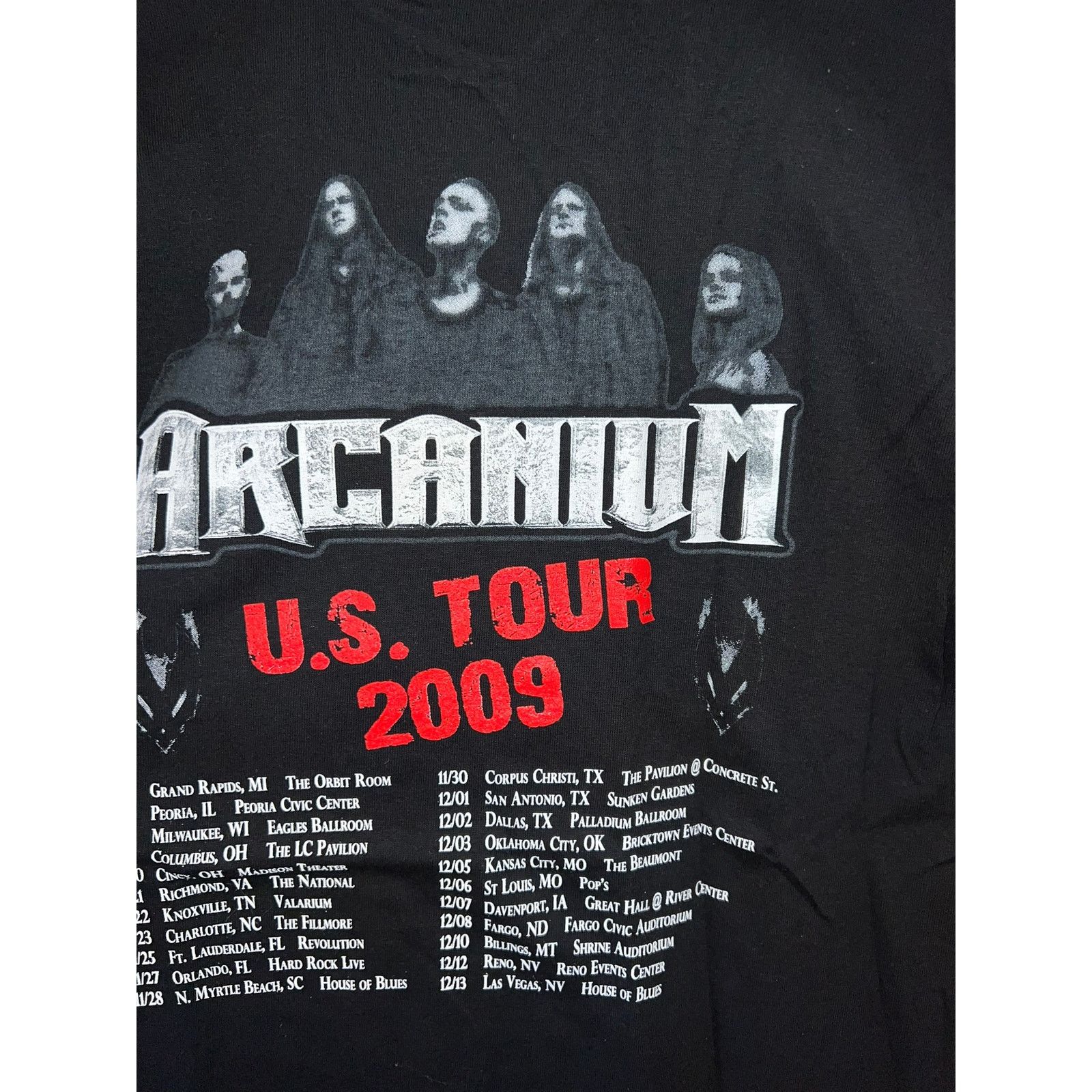 Gildan 2009 US Tour Arcanium Metal Concert Black Shirt Tee 2000s M Size US M / EU 48-50 / 2 - 8 Thumbnail