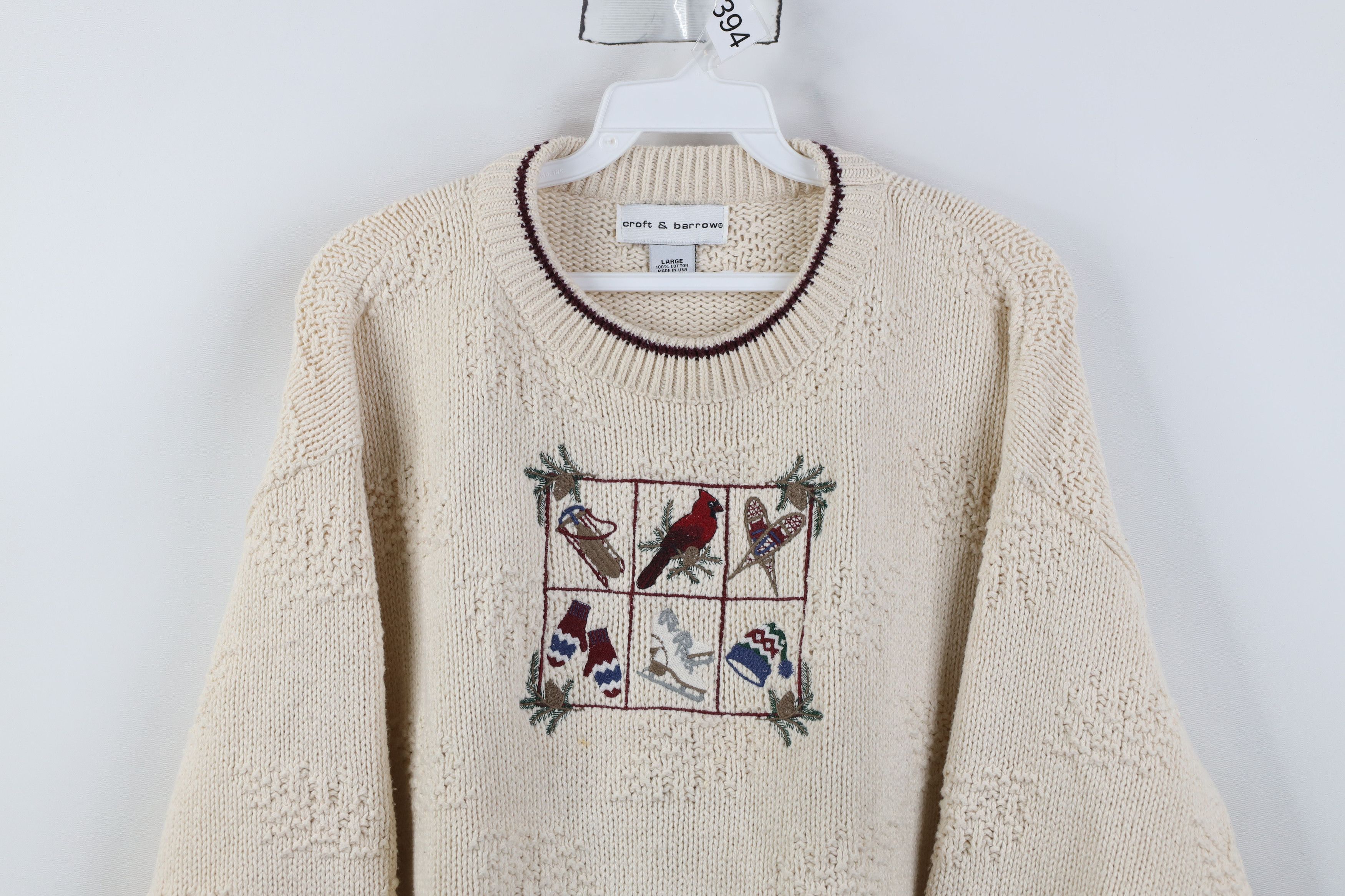 Vintage Vintage 90s Streetwear Winter Bird Cotton Knit Sweater USA Size L / US 10 / IT 46 - 2 Thumbnail