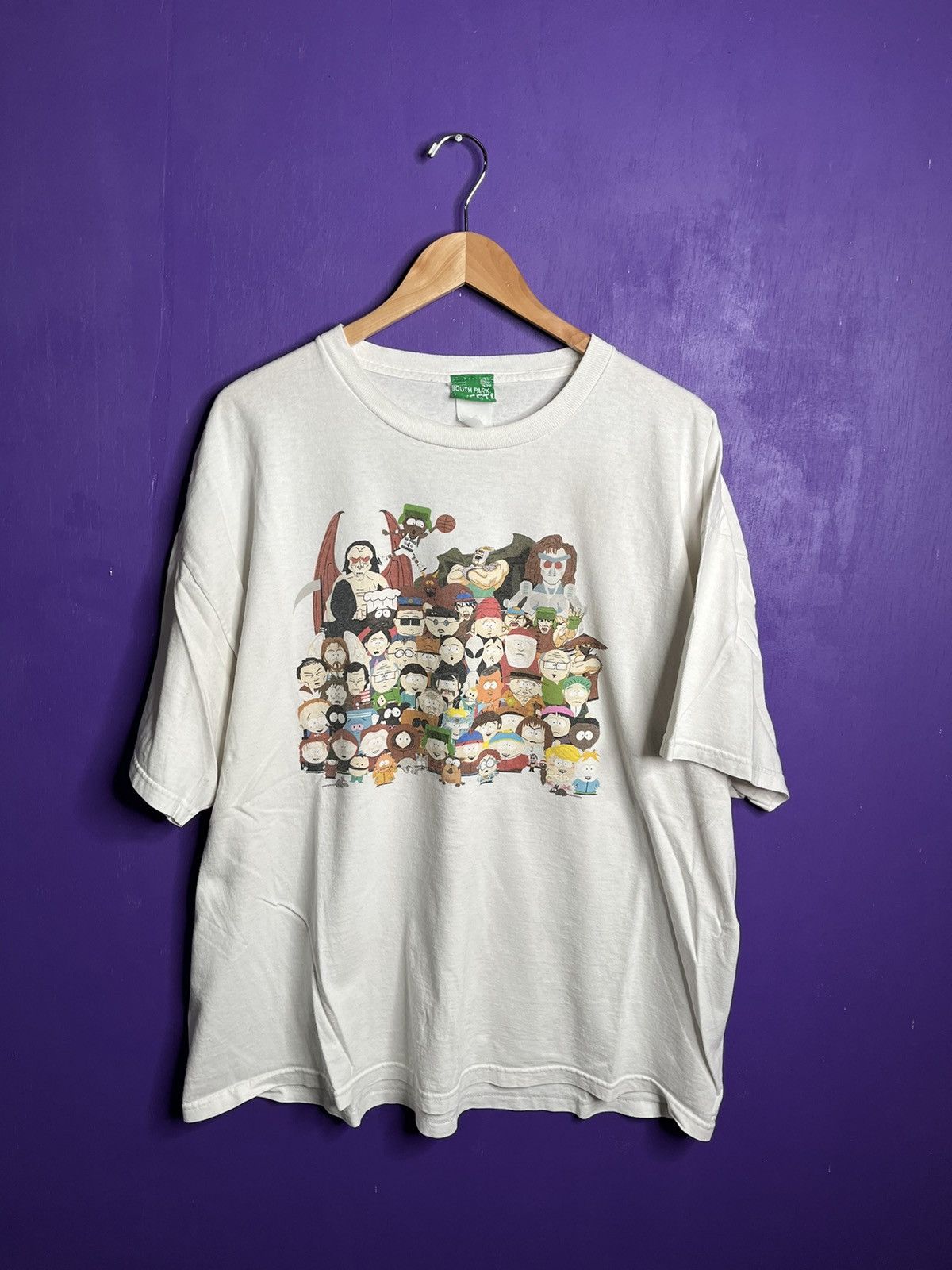 image of Vintage South Park Whole Squad Characters T-Shirt in White, Men's (Size 2XL)