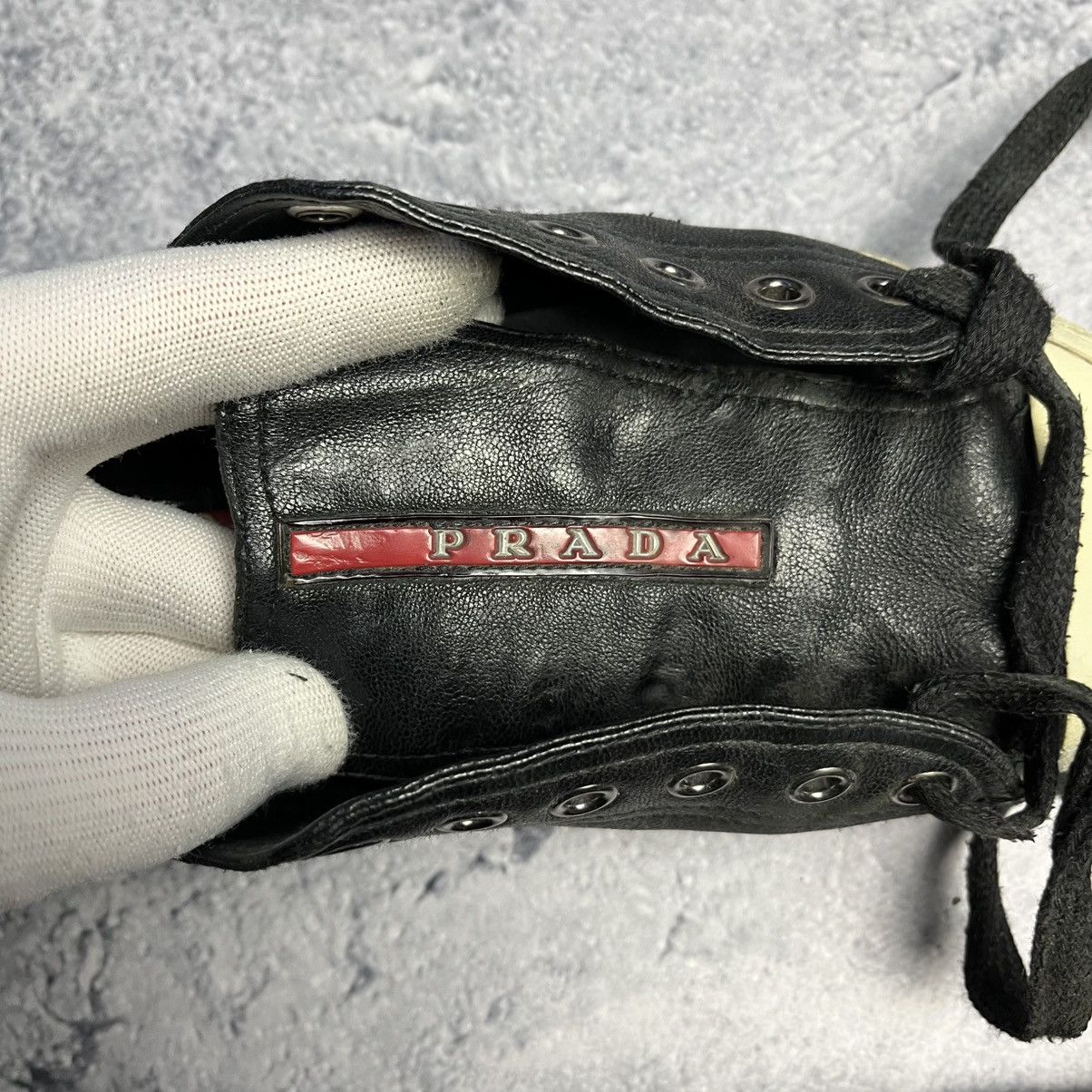Prada Vintage Prada Distressed Leather Low Top Red Tab Sneakers Size US 7 / IT 37 - 8 Thumbnail