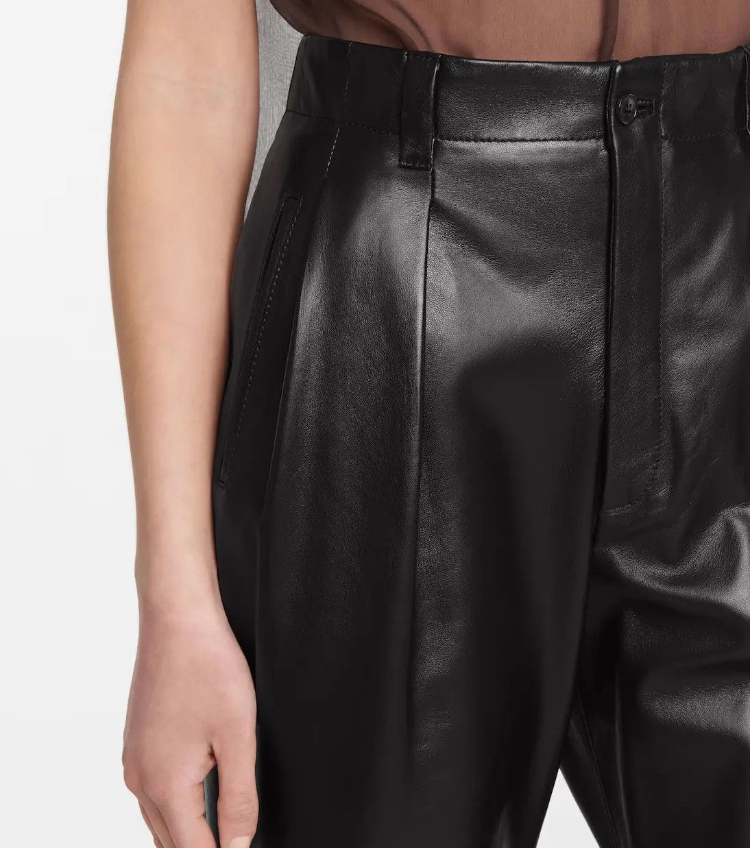 Saint Laurent Paris o1b1hav111224 Pleated Pants in Lambskin in Black Size 30" / US 8 / IT 44 - 4 Thumbnail