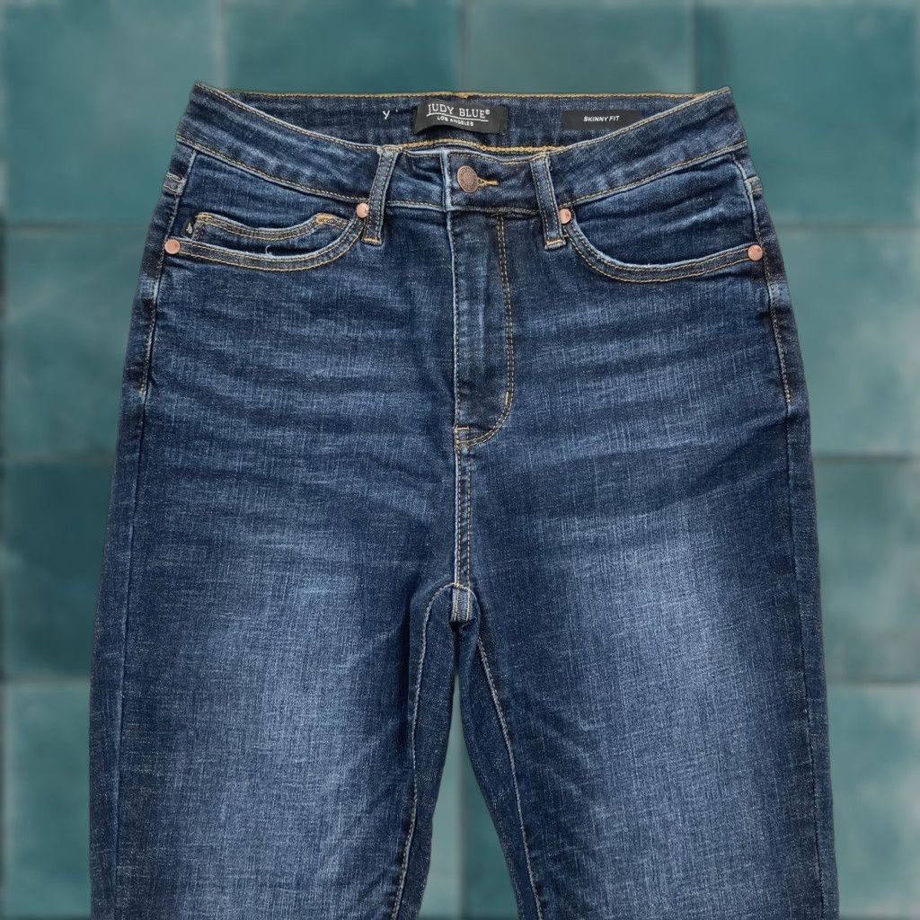 Denime Judy Blue Jeans Womens 29 Skinny Fit Dark Wash Denim Stretch 5-Pocket Zip Fly Mid Rise Size 29" - 1 Thumbnail