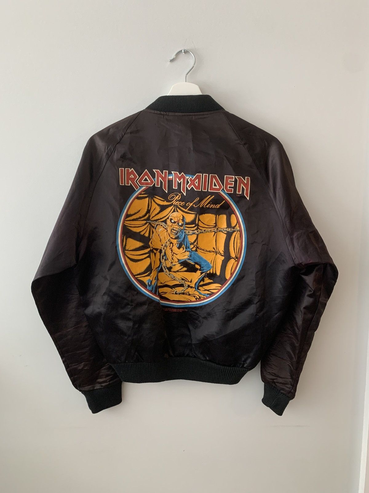 Iron Maiden × Vintage Vintage 1983 Iron Maiden Piece Of Mind Tour Bomber Jacket Size US S / EU 44-46 / 1 - 1 Thumbnail