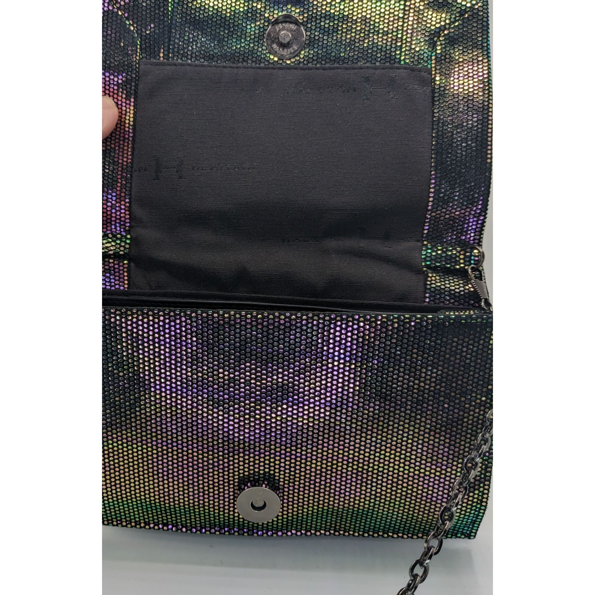 Halston Heritage Halston Heritage Purple Iridescent Clutch Bag With 24" Chain Size ONE SIZE - 13 Thumbnail