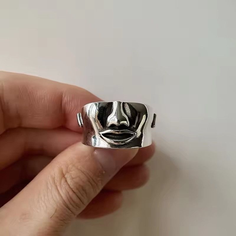 Designer Retro See No Evil Half Face Ring Size ONE SIZE - 6 Thumbnail