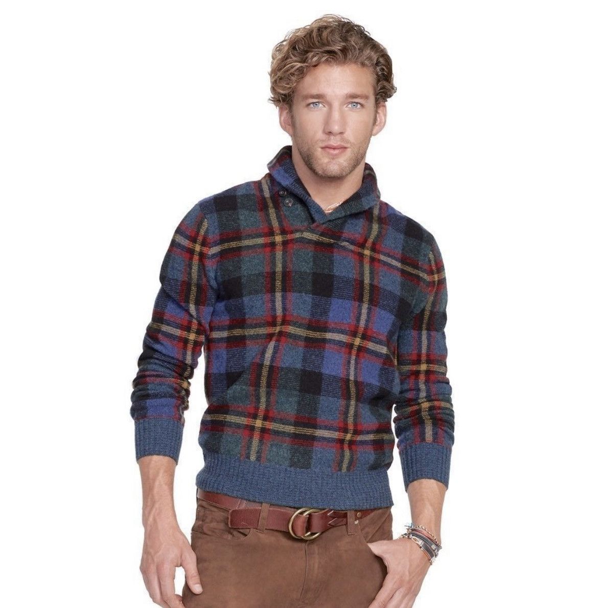 image of Polo Ralph Laurent - Lambs Wool/merino Sweater - Tartan Plaid in Green, Men's (Size Medium)