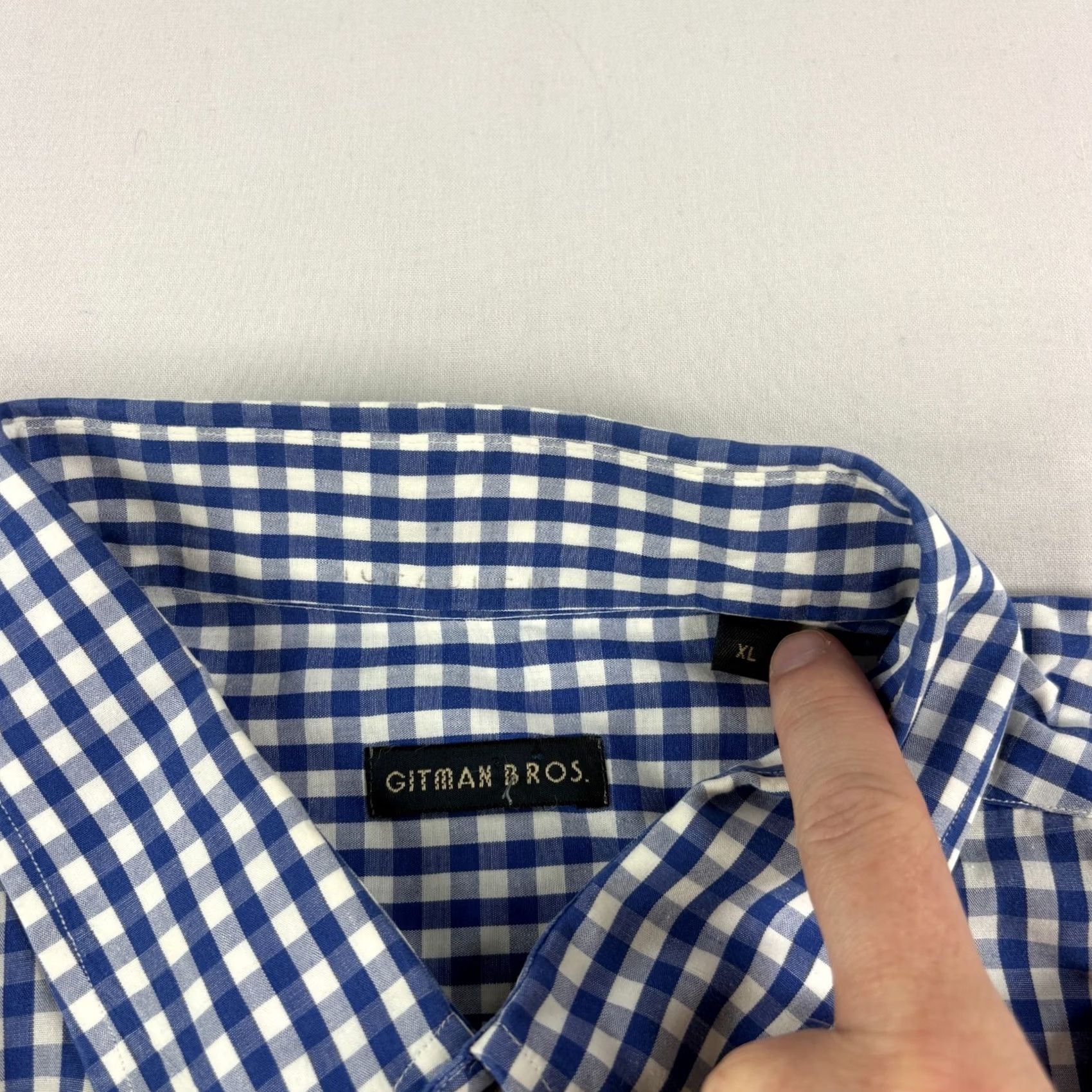 Vintage Gitman Bros Shirt Mens XL Blue Plaid Button-Up Long Sleeve Casual Formal Vintage Size 46R - 3 Thumbnail