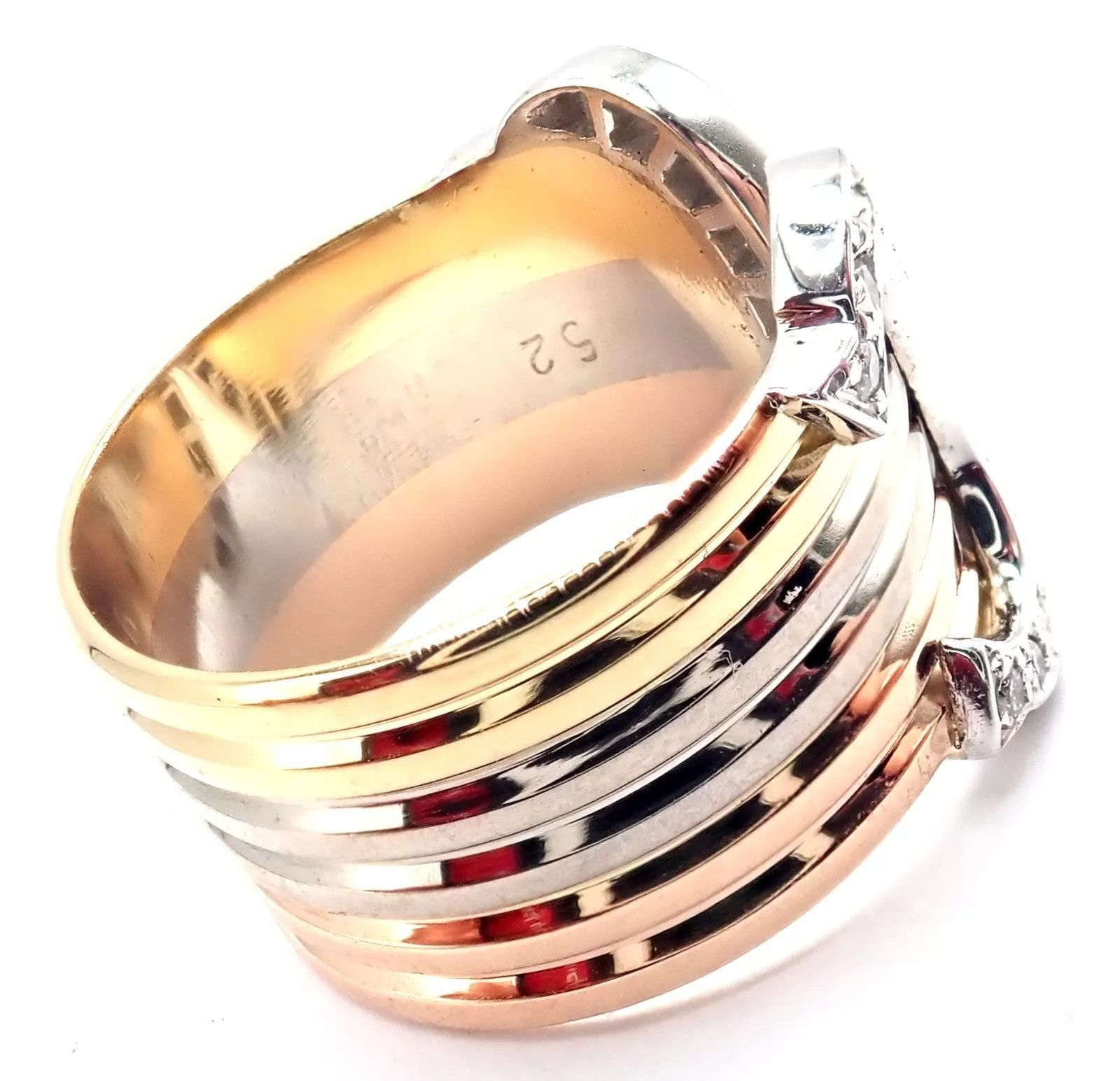 Cartier Cartier Diamond Double C 18k Band Ring Size 52 US 6 Size ONE SIZE - 3 Thumbnail