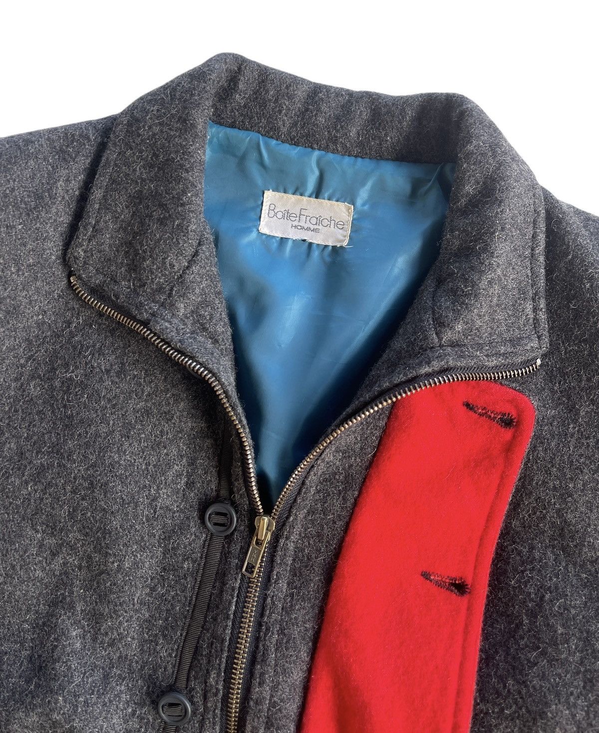 Japanese Brand Vintage 90s Boite Fraiche Homme Wool Bomber Jacket Size US M / EU 48-50 / 2 - 4 Thumbnail