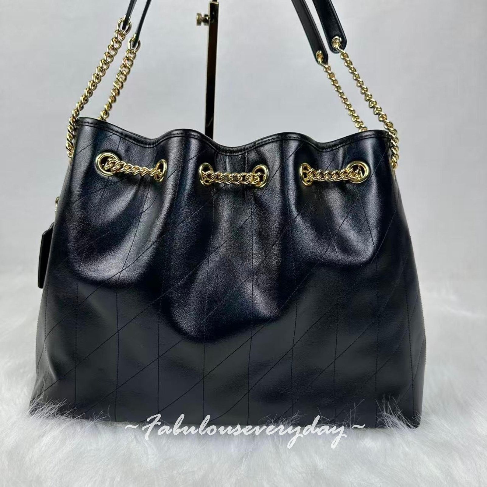 Coach Coach Evelyn Shoulder Bag With Quilting Leather/Gold/Black Size ONE SIZE - 5 Thumbnail