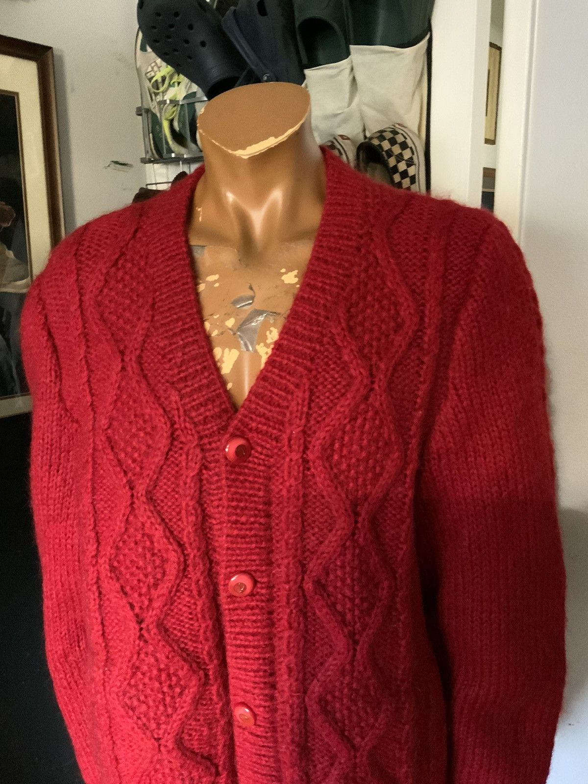 Vintage Vintage Fisherman Cableknit Fish Button Cardigan Sweater Size US L / EU 52-54 / 3 - 9 Thumbnail