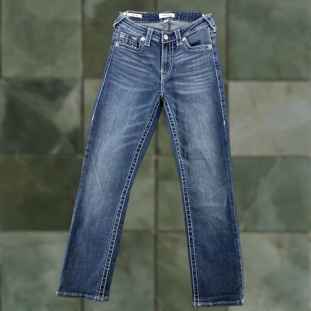 True Religion True Religion Jeans Womens 26 Denim Straight 26x26 Blue Stretch Pockets 5-Pocket Design Regular Jeans Mens Womens Boys Girls Size 26" / US 2 / IT 38 - 1 Thumbnail