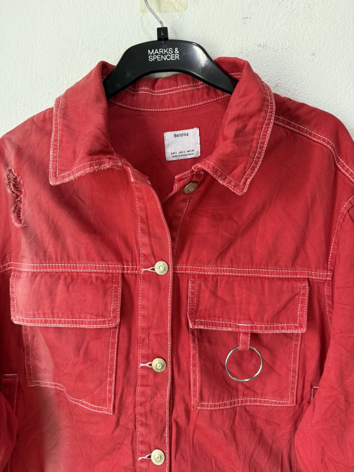 Bershka BERSKA DISTRESS JACKET OVERSIZED STYLE CROPPED DESIGN Size S / US 4 / IT 40 - 4 Thumbnail