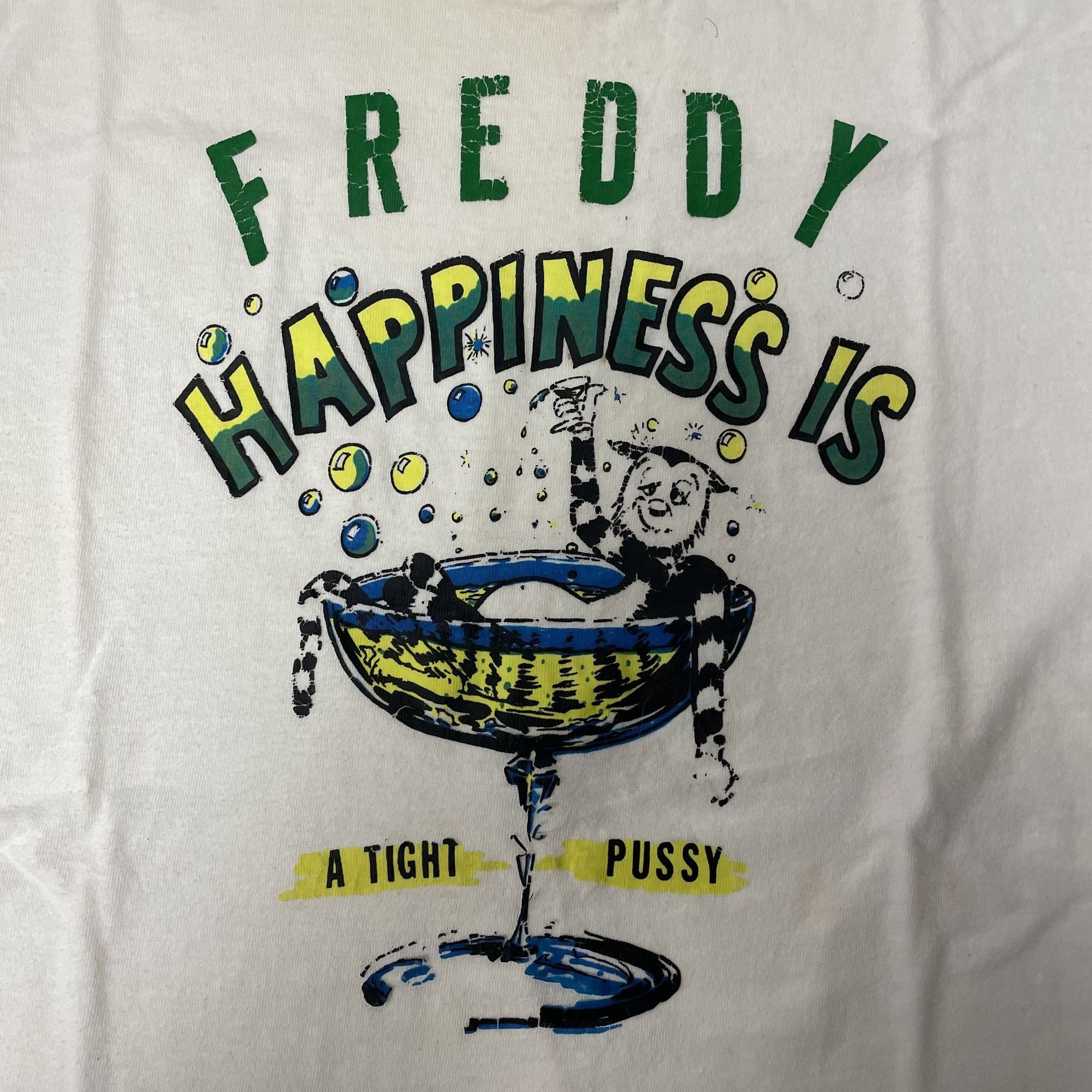 Hanes Vtg Hanes FREDDY Bar HAPPINESS Is A TIGHT PUSSY Cat T Shirt Size US XL / EU 56 / 4 - 3 Thumbnail