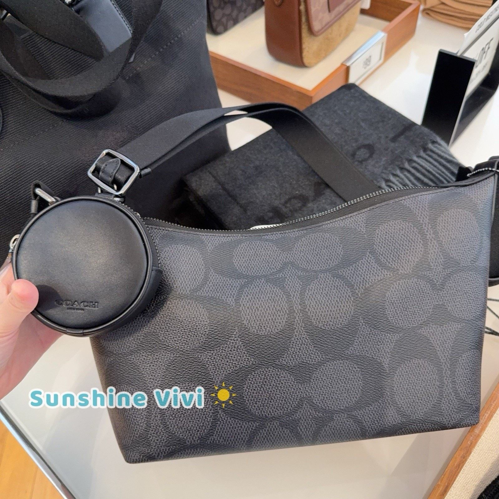 Coach NWT COACH Finn Crossbody Bag CCG19 Charcoal/Black Size ONE SIZE - 2 Thumbnail
