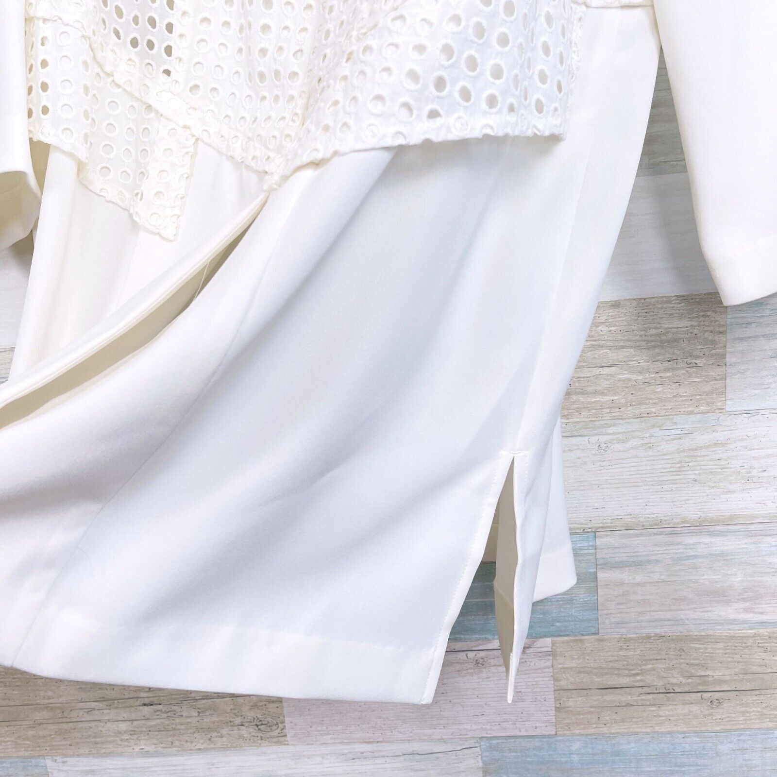 Chicos Chicos Eyelet Novelty Duster Jacket White 3/4 Large 2 Size L / US 10 / IT 46 - 3 Thumbnail