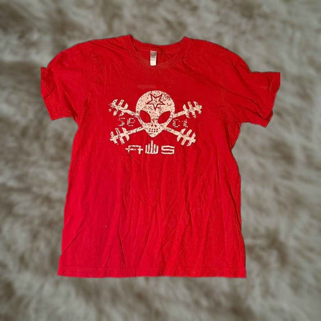 VINTAGE Alien Workshop Believe T-Shirt Men’s S Red UFO LTD 1990s SKATER Logo Graphic Print Cotton Crew Neck Short Sleeve Regular Mens