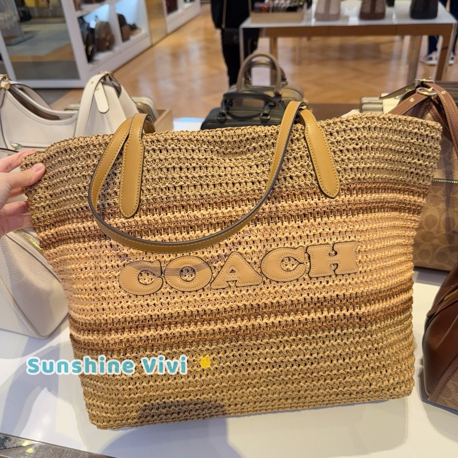 Coach NWT COACH Straw leather City Tote Bag CBG87 Im/Honey Brown Size ONE SIZE - 4 Thumbnail