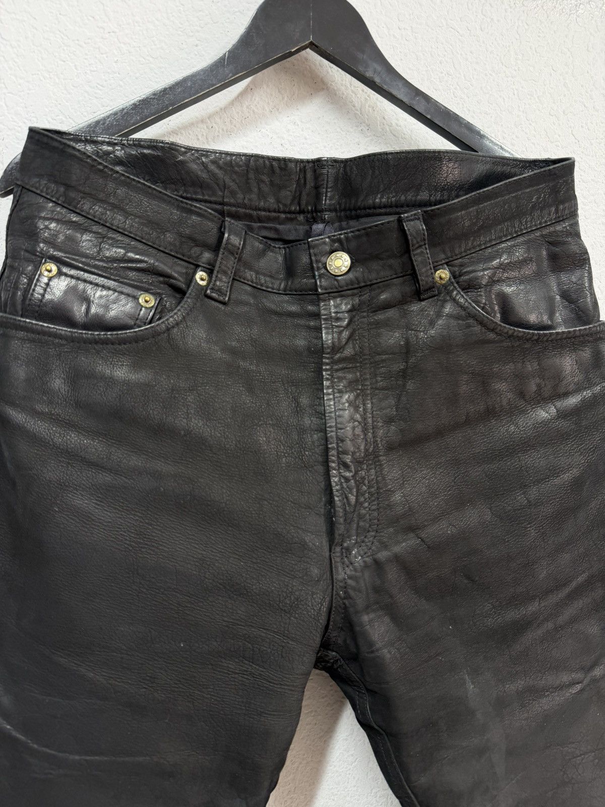 Hedi Slimane 🔥 Vintage Leather Pants 00s Italian Rock Noir Archive Grunge Size US 32 / EU 48 - 7 Thumbnail